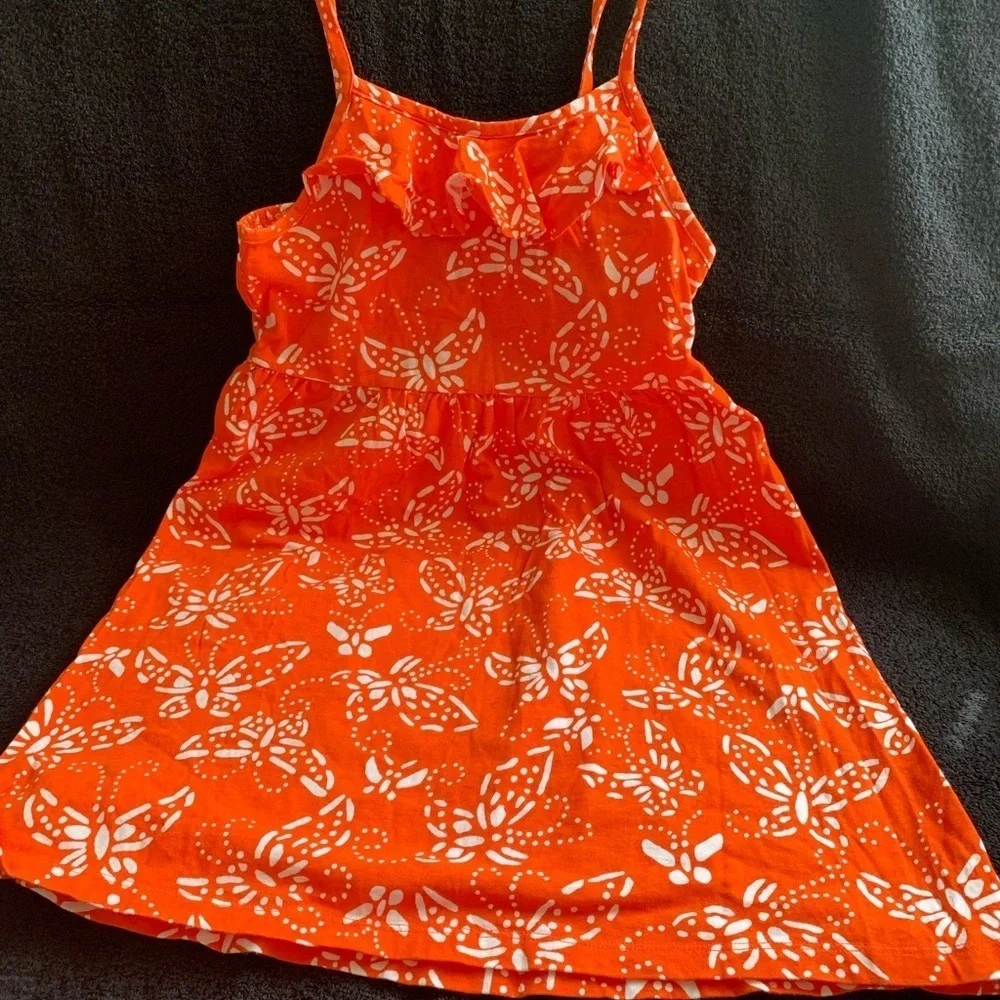 Orange Butterfly Print Dress